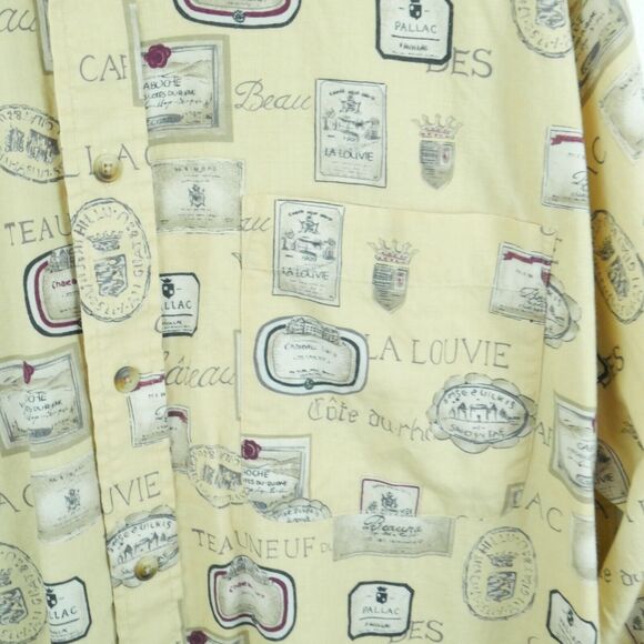 Vintage Men's XL Shirt 90s Allover Print Wine Nautica Butter Yellow Normcore Dad - Picture 2 of 7